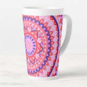 Rosa Mandala Boho Lebendiges geometrisches Muster Milchtasse (Rechte Ecke)