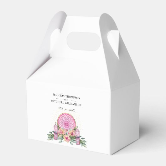 Rosa Mandala Crystals Metaphysische Hochzeit Geschenkschachtel (Vorderseite)