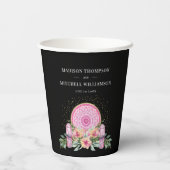 Rosa Mandala Crystals Metaphysische Hochzeit Pappbecher (Rückseite)