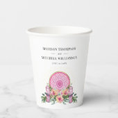 Rosa Mandala Crystals Metaphysische Hochzeit Pappbecher (Rückseite)