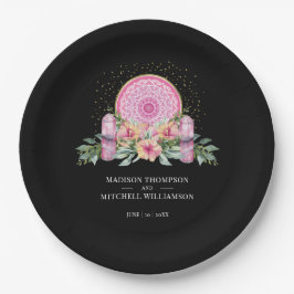 Rosa Mandala Crystals Metaphysische Hochzeit Pappteller