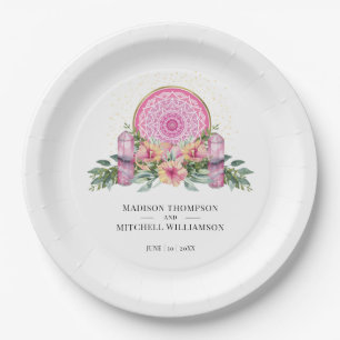 Rosa Mandala Crystals Metaphysische Hochzeit Pappteller