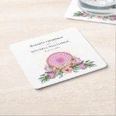 Rosa Mandala Crystals Metaphysische Hochzeit Rechteckiger Pappuntersetzer (angewinkelt)