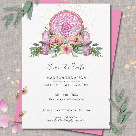 Rosa Mandala Crystals Metaphysische Hochzeit Save The Date