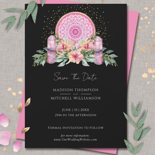 Rosa Mandala Crystals Metaphysische Hochzeit Save The Date