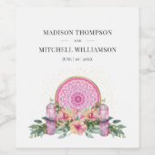 Rosa Mandala Crystals Metaphysische Hochzeit Weinetikett (Einzelnes Label)