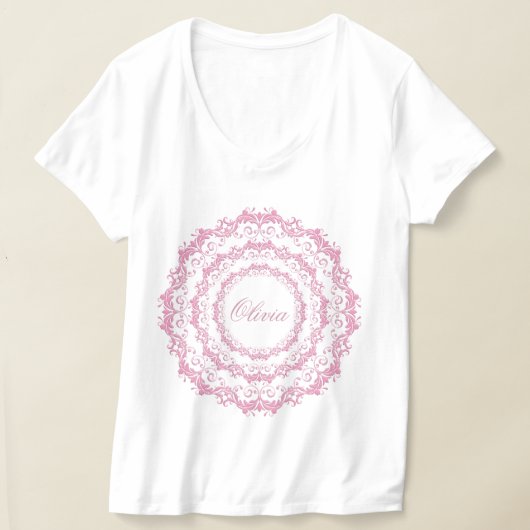 Rosa Mandala, floral. Name. T-Shirt (Ablage )