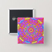 Rosa Mandala-Knopfquadrat Button (Vorne & Hinten)