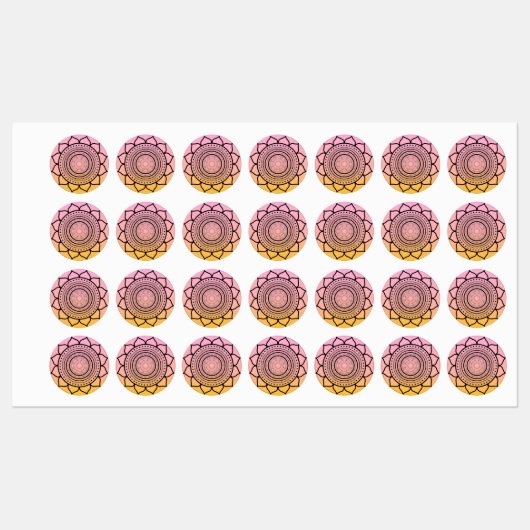 Rosa Mandala - Mandalaart Etiketten (Blatt)