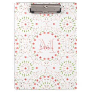 Rosa Mandala Monogramm Chic Klemmbrett
