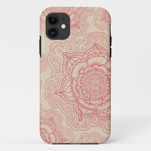 Rosa Mandala-Muster Case-Mate iPhone Hülle (Rückseite)