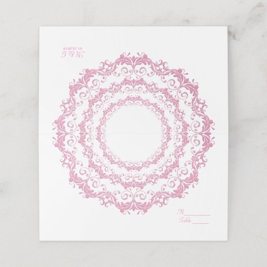 Rosa Mandala Platzkarte (Außenseite Aufgefaltet)