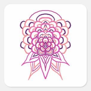 Rosa Mandala-Vinyl-Aufkleber Ästhetischer Boho-S Quadratischer Aufkleber