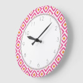 Rosa Mandarine Diamond Ikat Muster Große Wanduhr (Winkel)