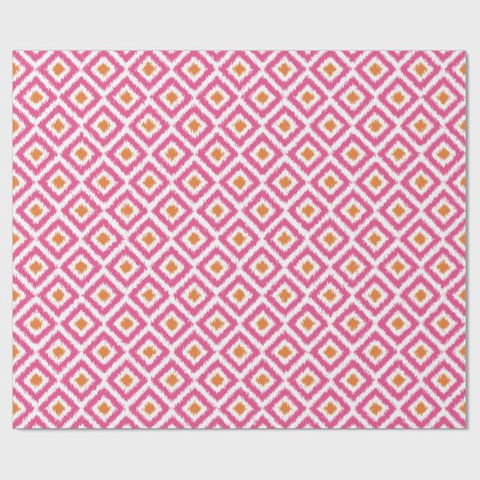 Rosa Mandarine Diamonds Ikat Pattern Geschenkpapier (Flach)