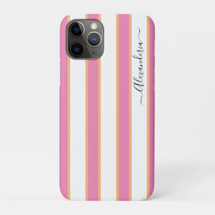 Rosa Mandarine Weißer, moderner Streifen Strand Case-Mate iPhone Hülle
