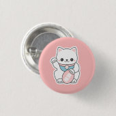 Rosa Maneki Neko Button (Vorne & Hinten)