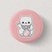 Rosa Maneki Neko Button (Vorderseite)