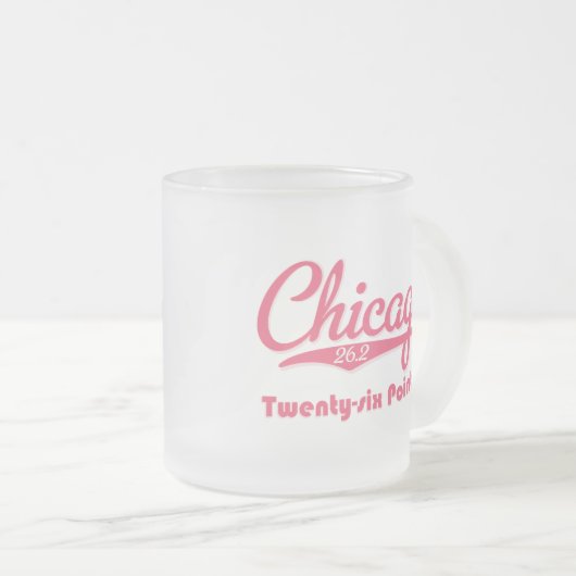Rosa Marathon-mattierte GlasTasse Chicagos 26,2 Mattglastasse (VorderseiteRechts)