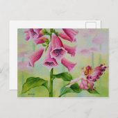 Rosa Märchen auf Foxglove Blume Wasserfarbe Kunst Postkarte (Vorne/Hinten)