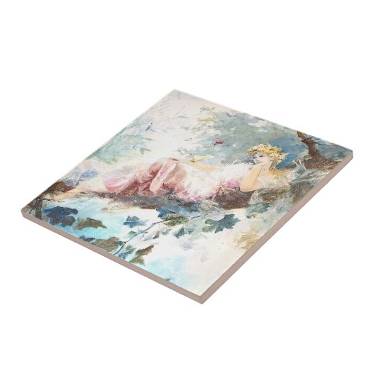 Rosa Märchen der Schmetterlinge Fliese (Seite)