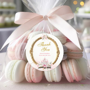 Rosa Märchenbuch 1. Geburtstag Danke Runder Aufkleber