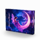 Rosa Märchenmond glänzt niedliche Magie Fotoblock (Rechts)