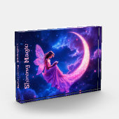 Rosa Märchenmond glänzt niedliche Magie Fotoblock (Links)