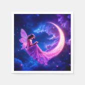 Rosa Märchenmond glänzt niedliche Magie Serviette (Vorderseite)