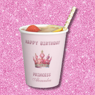 Rosa Märchenprinzessin Geburtstag Pappbecher