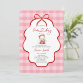 Rosa Marienkäfer Baby Shower Mädchen Einladung (Stehend Vorderseite)