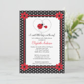 Rosa Marienkäfer-Babyparty Einladung (Stehend Vorderseite)