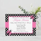 Rosa Marienkäfer-Babyparty-oder Einladung (Stehend Vorderseite)