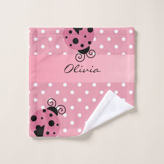 Rosa Marienkäfer-Gewohnheit Badhandtuch Set (Waschlappen)