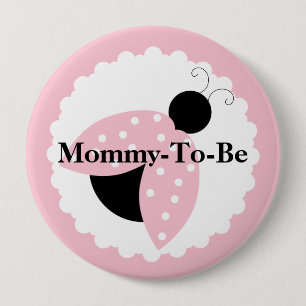 Rosa Marienkäfer-Mama, zum Babyparty-Knopf zu sei Button