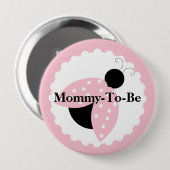 Rosa Marienkäfer-Mama, zum Babyparty-Knopf zu sein Button (Vorne & Hinten)
