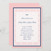 Rosa, Marine-Blau-traditionelle Einladung (Vorne/Hinten)