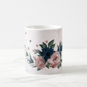rosa & marine Blumen botanisch Kaffeetasse