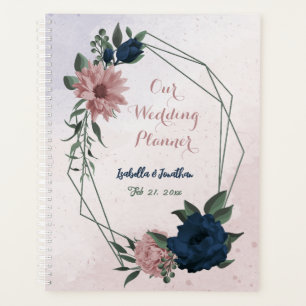 rosa & marine Blumen botanische Hochzeit Planer