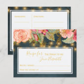 Rosa Marine Gold romantische Braut zu Rezept Karte (Vorne/Hinten)