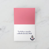 Rosa Marine-Seeanker danken Ihnen Dankeskarte (Innenseite)