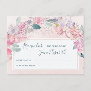 Rosa marine Vintage romantische Braut-Rezeptkarte Postkarte