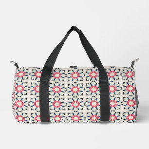 Rosa marineblaue florale geometrische Muster Duffle Bag