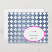 Rosa Marinebrücke Oval Spitze Hochzeitsreaktion UA RSVP Karte (Vorne/Hinten)