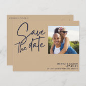 rosa Marineschrift Modernstes schicke Foto Postkarte (Vorne/Hinten)