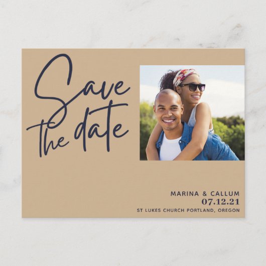 rosa Marineschrift Modernstes schicke Foto Postkarte (Vorderseite)