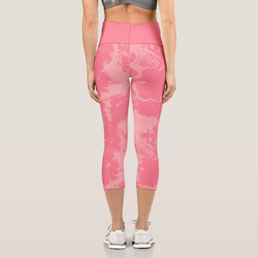 Rosa Marmor Abstrakt Capri Leggings (Rückseite)