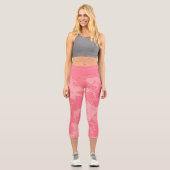 Rosa Marmor Abstrakt Capri Leggings (Vorderseite)