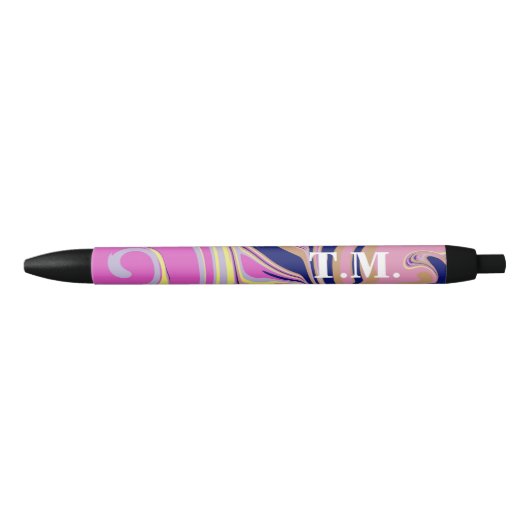 Rosa Marmor Abstrakt Mit Monogramm Kugelschreiber (Vorderseite)