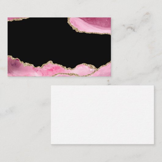 Rosa Marmor Agate Elegante Gemeiner Glitzer Visitenkarte (Vorne/Hinten)